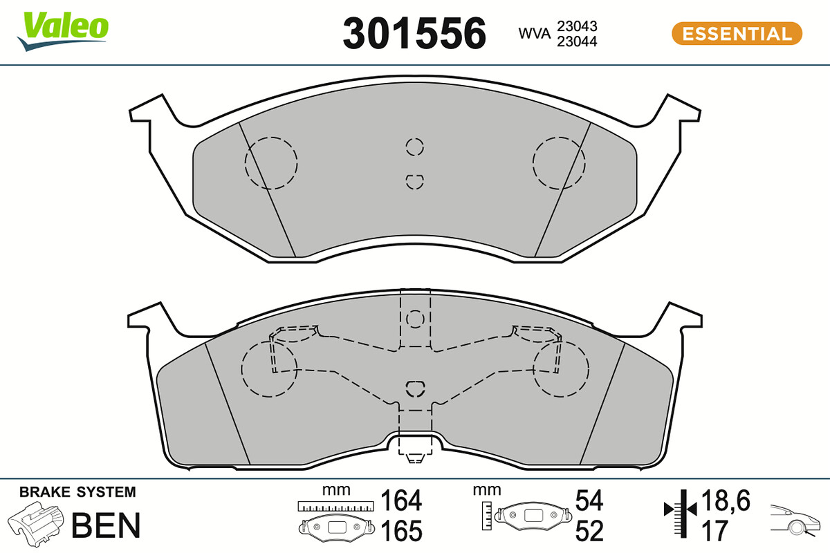 Jeu de 4 plaquettes de frein VALEO ref. 301556